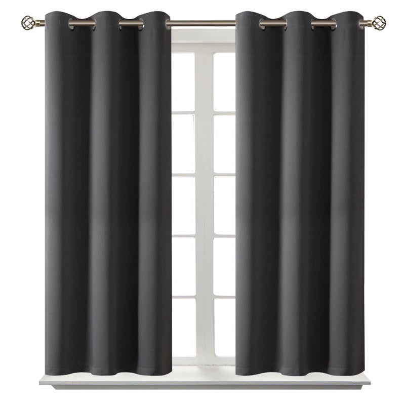 BGment Blackout Curtains for Bedroom - Grommet Thermal Insulated Room Darkening Curtains for Living Room, Set of 2 Panels (38 x 54 Inch, Dark Grey) - Image 1